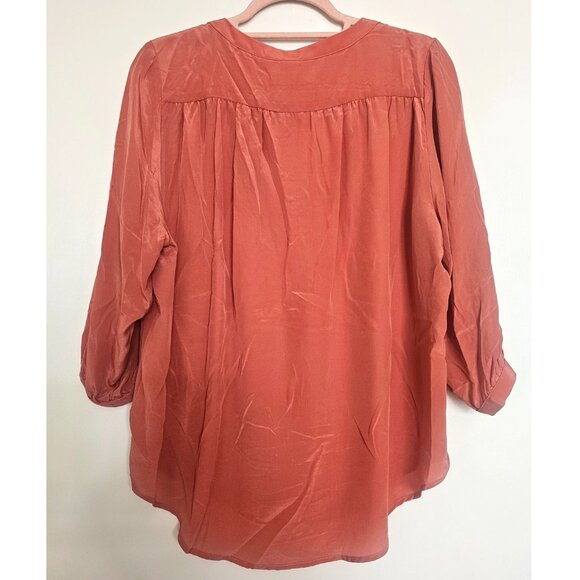 Amour Vert 100% Silk 3/4 Sleeve Blouse Top, XS, Coral - Picture 2 of 8